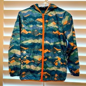 Kids Large (10/12) Lands End Paradise Teal Mountain Camo Waterproof Rain jacket